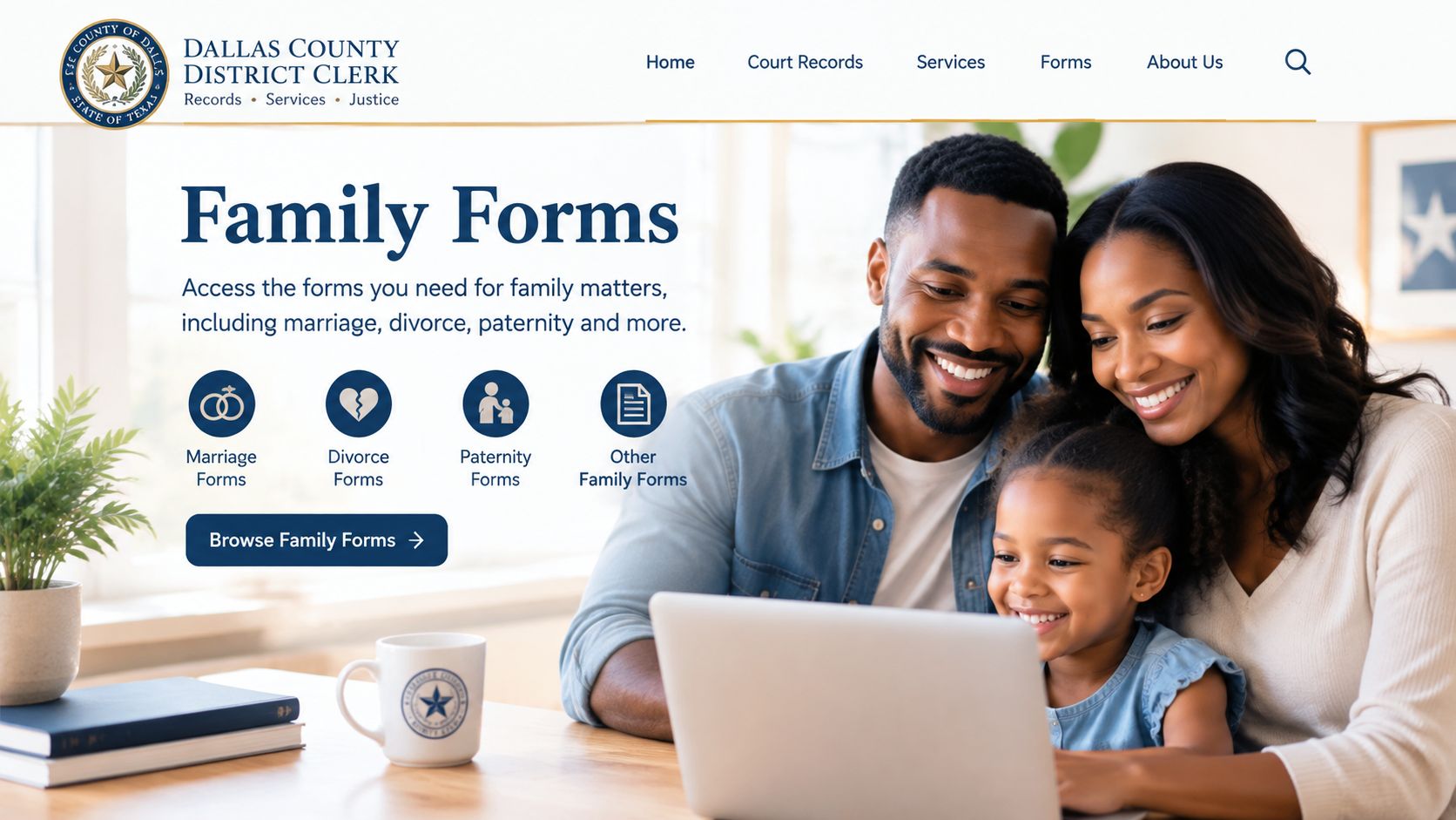 Screenshot from https://www.dallascounty.org/government/criminal-justice/district-clerk/family-law-forms.php